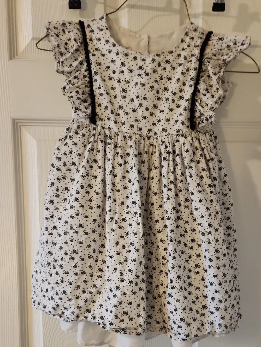 Pippa & Julie Cream Dress with Black Floral Print
